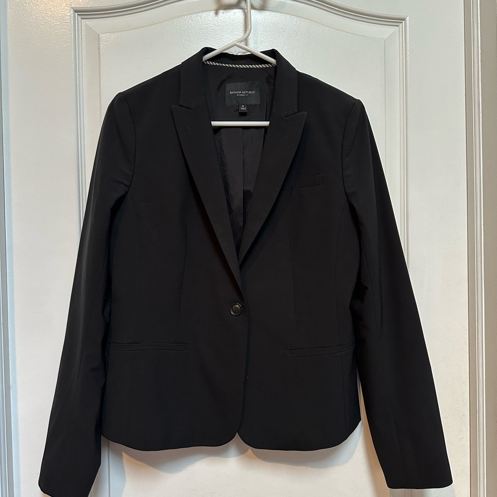 Banana Republic Classic Fit Black Blazer Marzotto Italian Wool